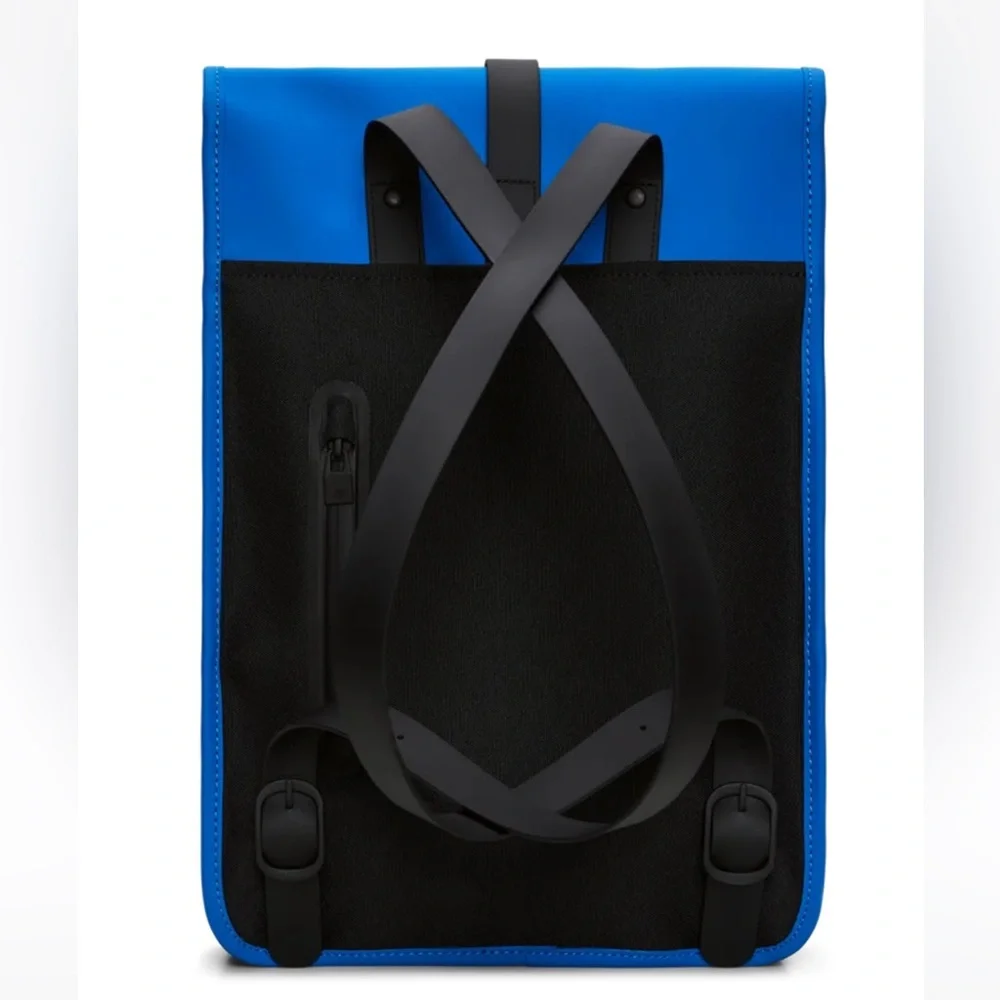 NWT Rains Waterproof Backpack W3 Mini In Color Waves Blue & Black